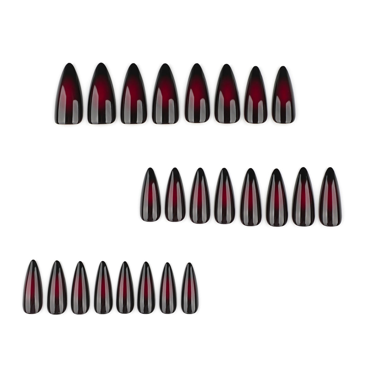 Gothic Black Ombre short almond press-on nails