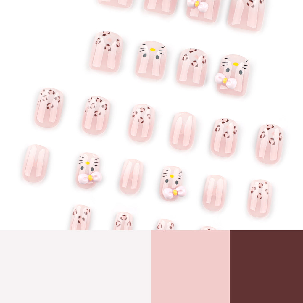 Sweet Cat Leopard French short square press-on nails, alternate view 4