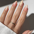 White Summer Blossom almond press-on nails