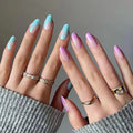 Colorblock French press-on nails