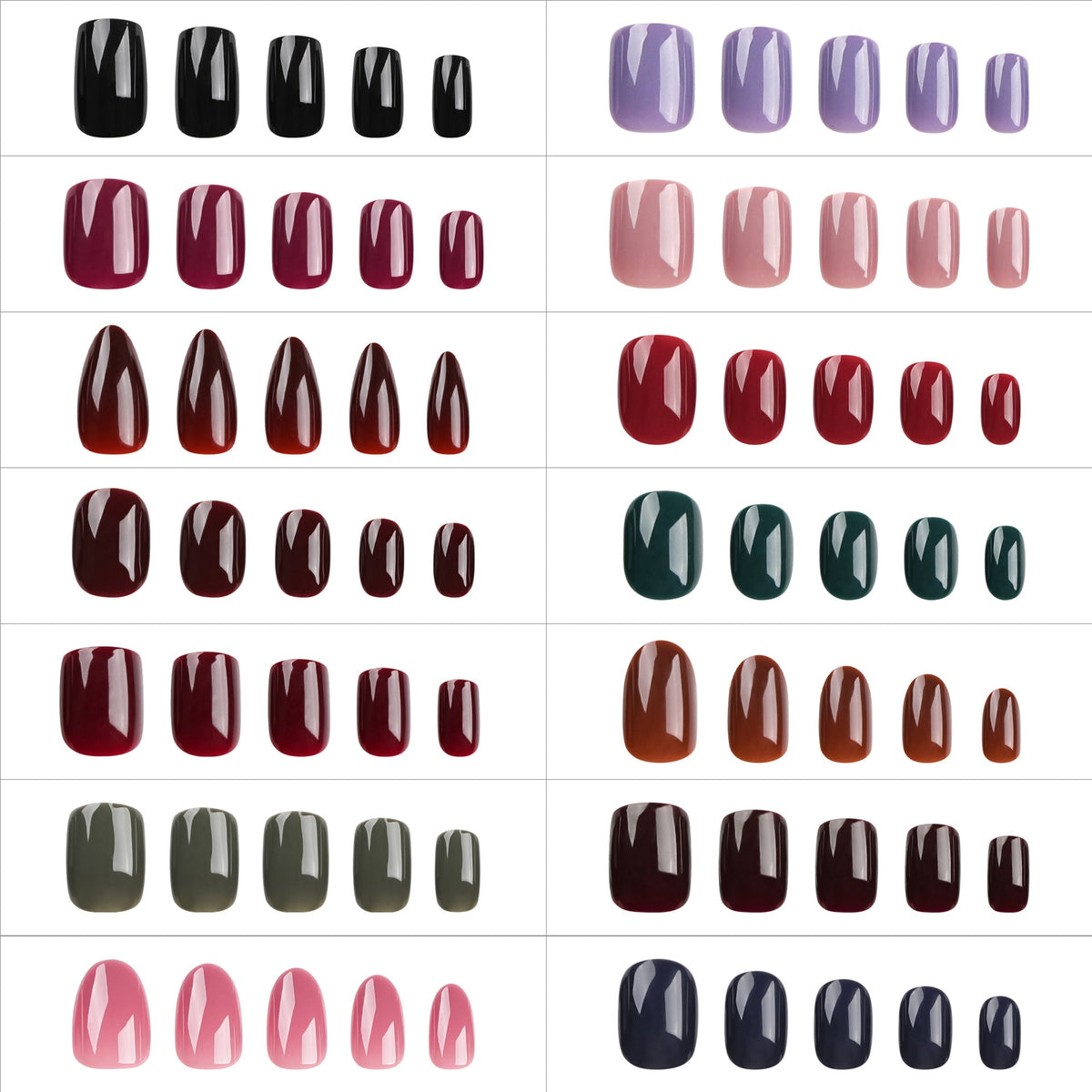 Classic Solid Short 24-piece press-on nail collection