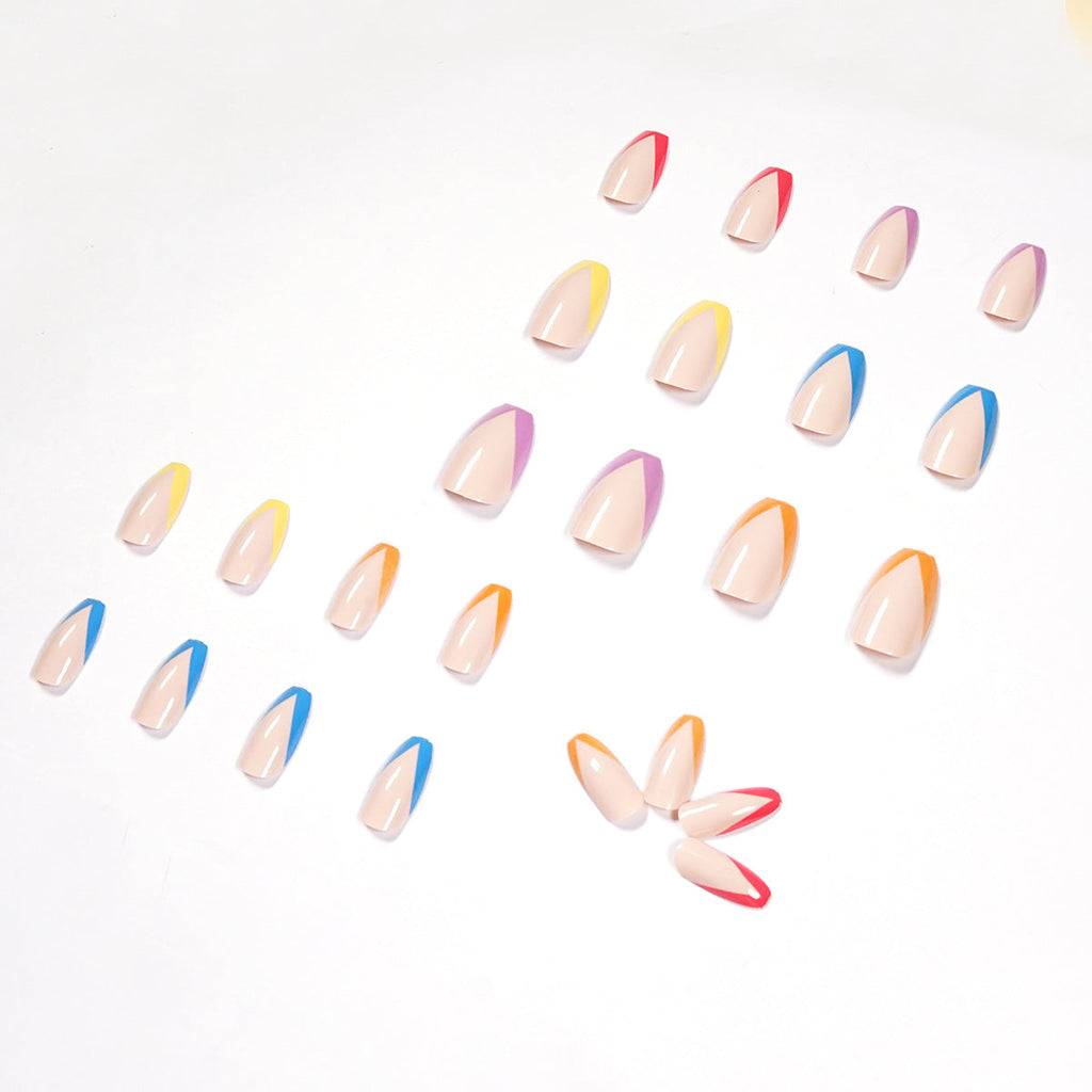 Rainbow French press-on nails