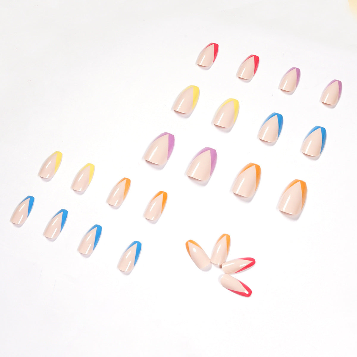 Rainbow French press-on nails