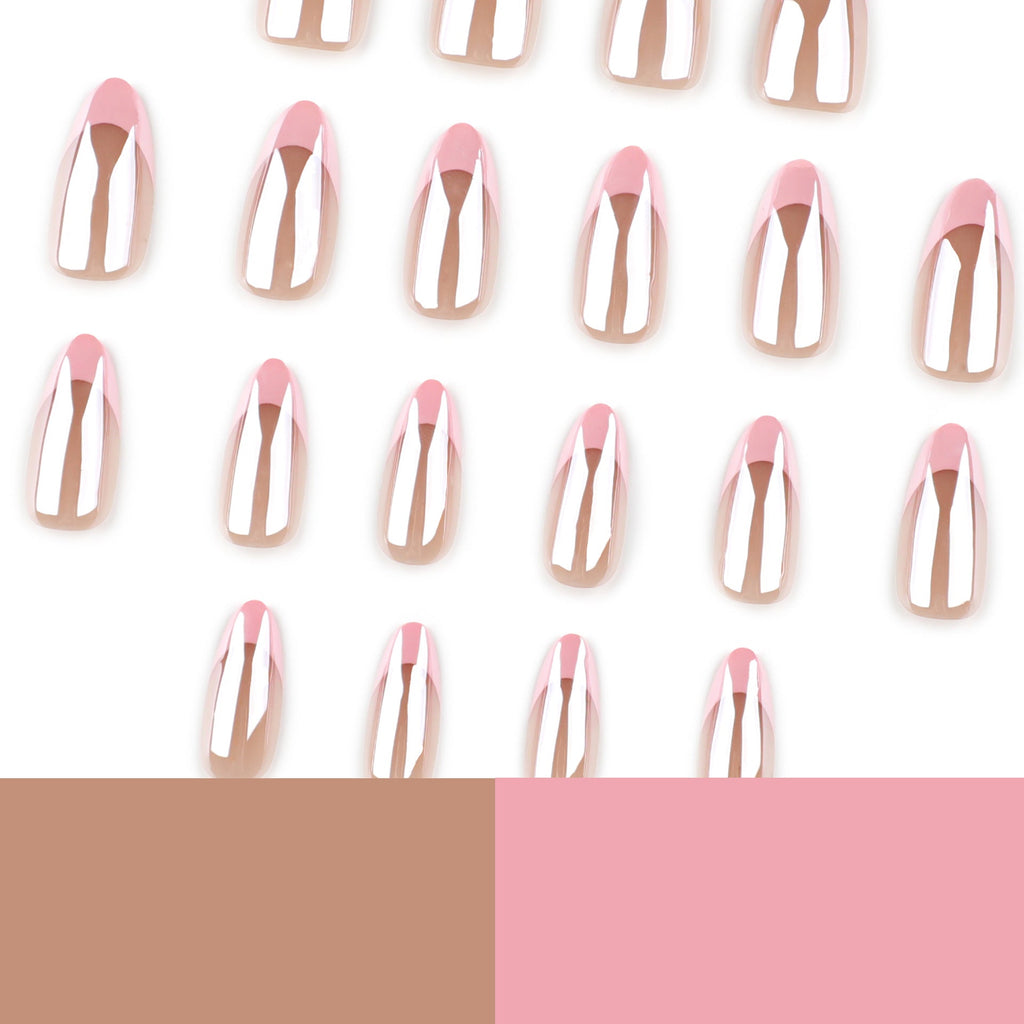 Blush French Almond pink short almond press-on nails
