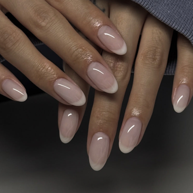 Ivory Minimal French short oval press-on nails