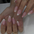 Blush Fade French short press-on nails