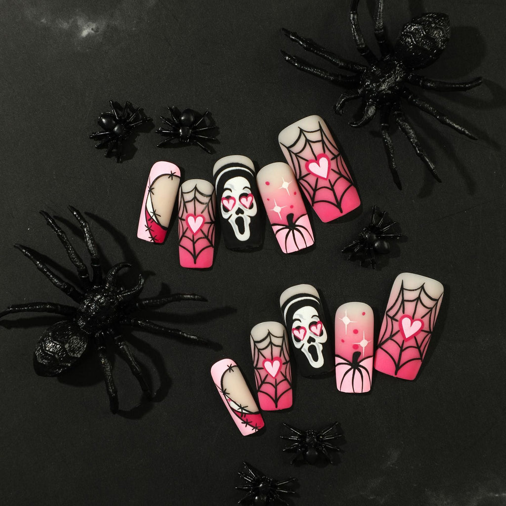 Pink Halloween Fade press-on nails