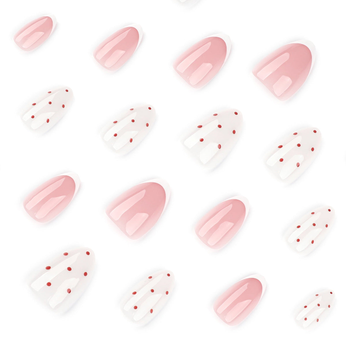 White Dot French short almond press-on nails