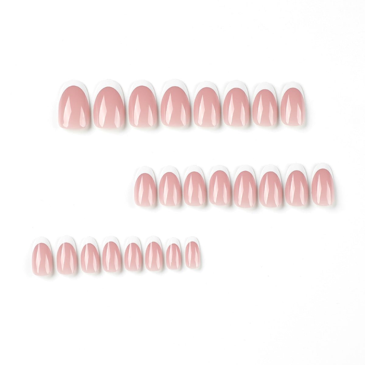 Classic White French short almond press-on nails