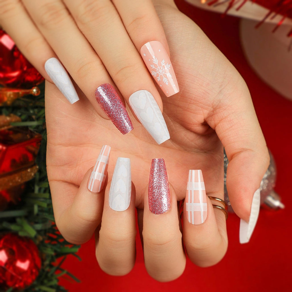 Holiday Sequin Christmas press-on nails