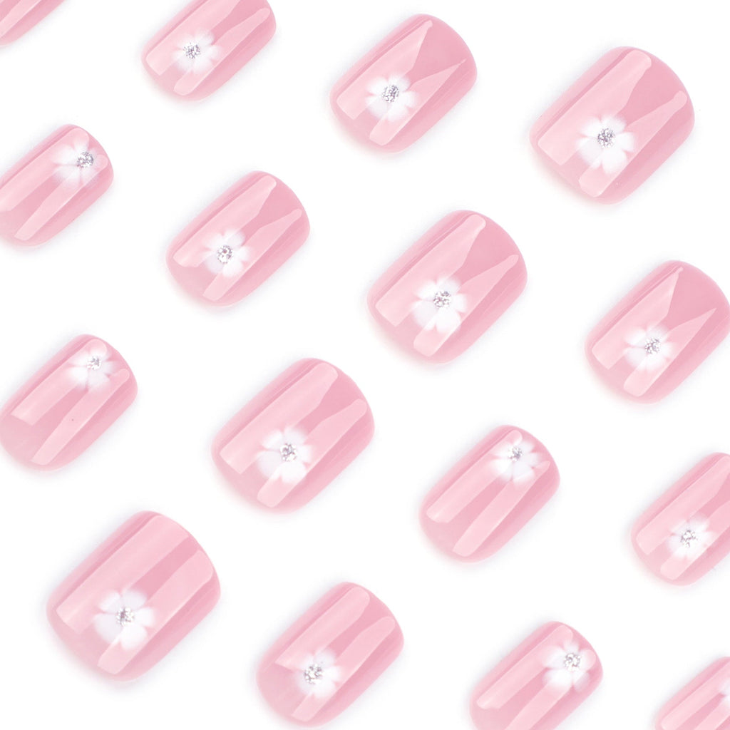 Summer White Blossom press-on nails, alternate view 3