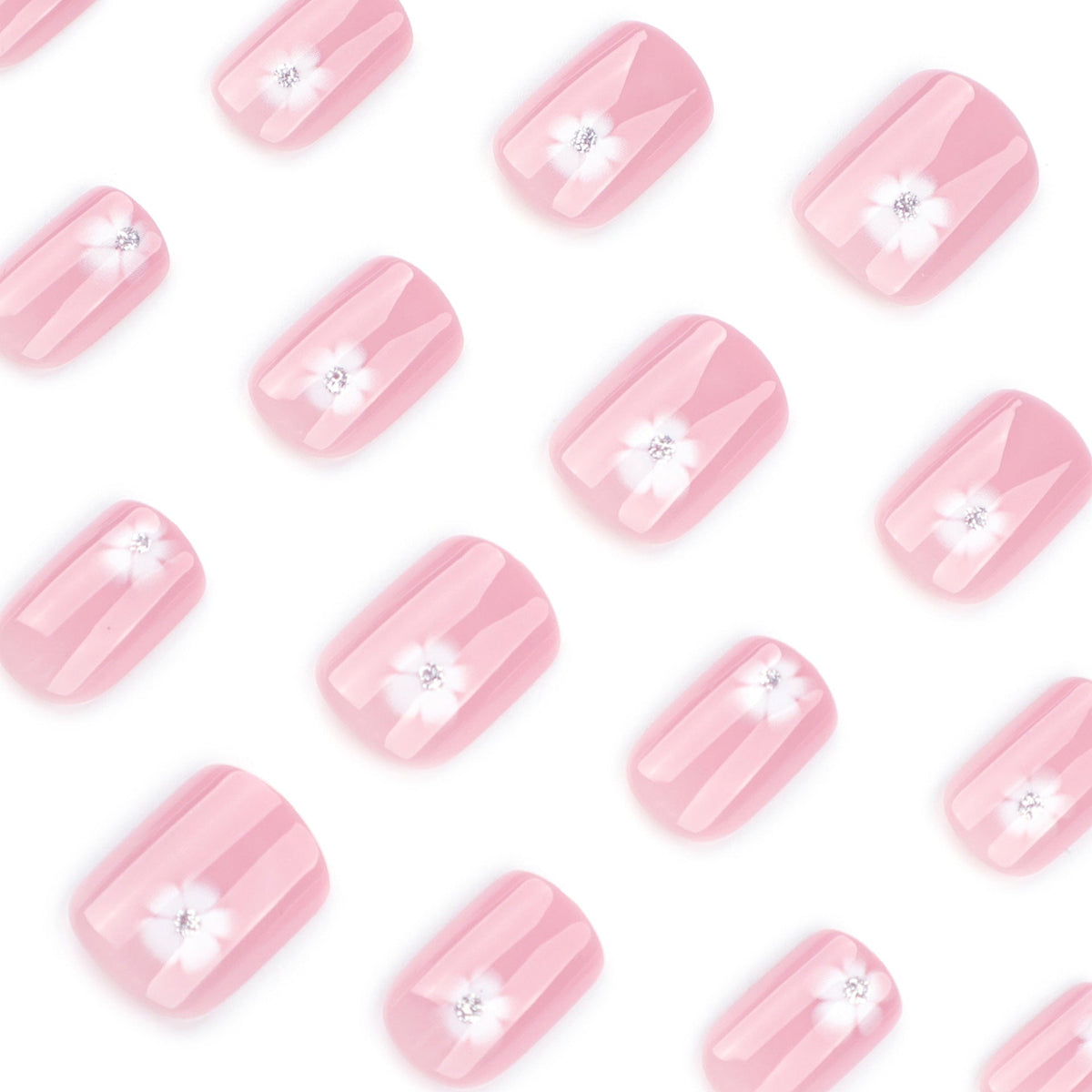 Summer White Blossom press-on nails, alternate view 3