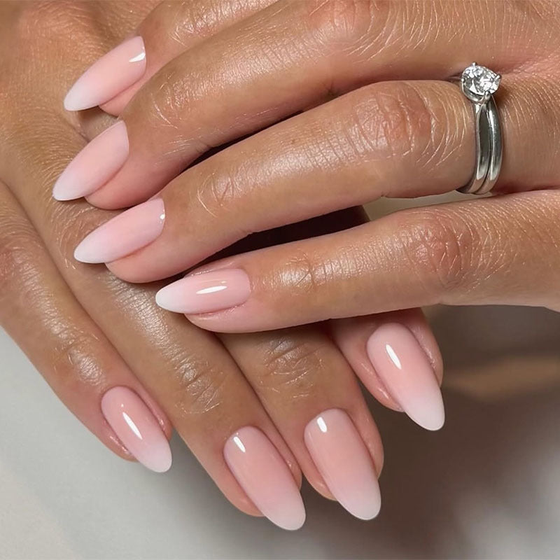 Blush Fade French pink and white almond 30-piece press-on nail set