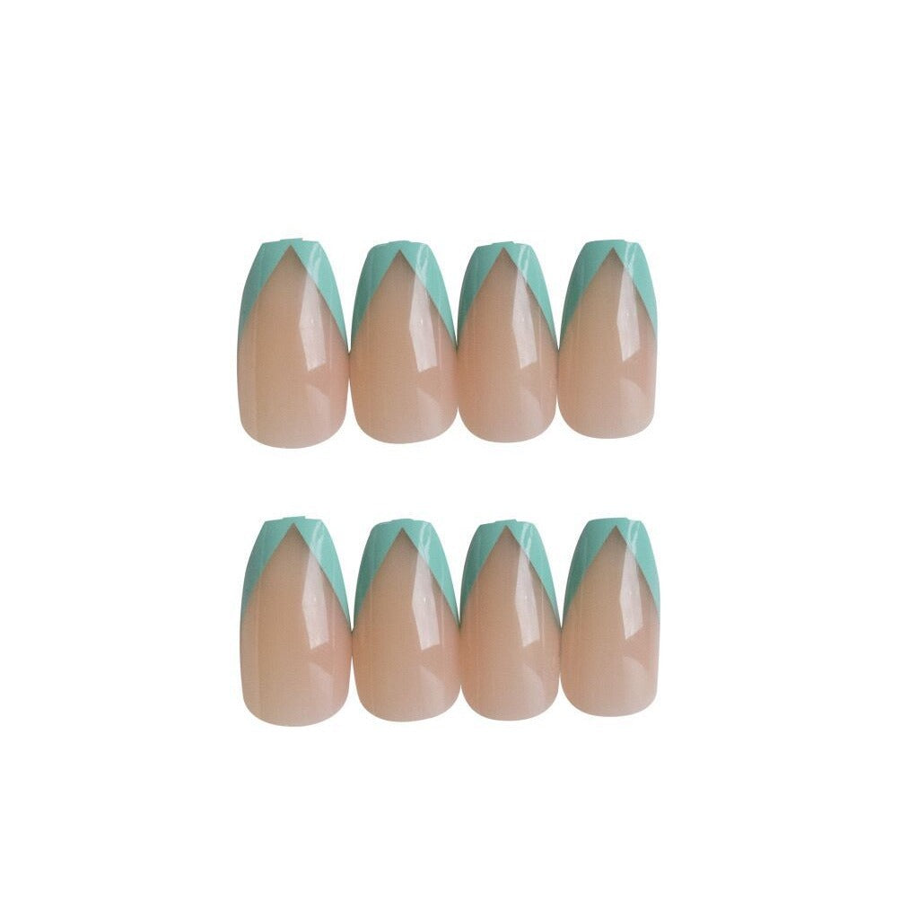 Lagoon Oblique French blue-green press-on nails