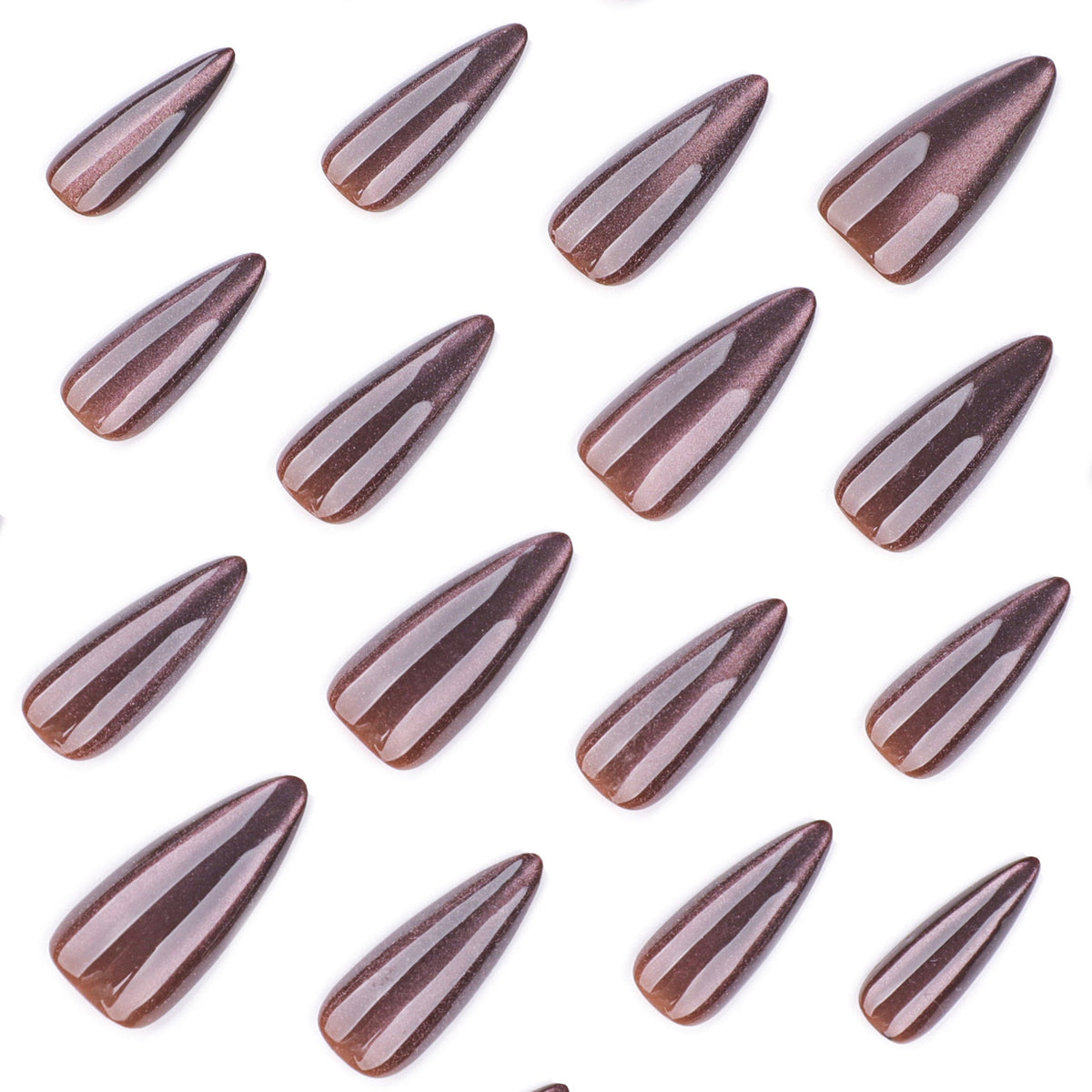 Cocoa Cat Eye medium almond press-on nails