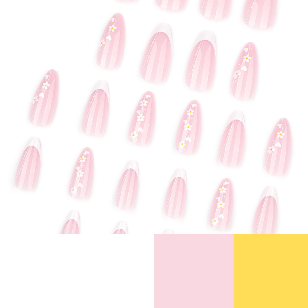 White Blossom French short almond press-on nails, alternate view 4
