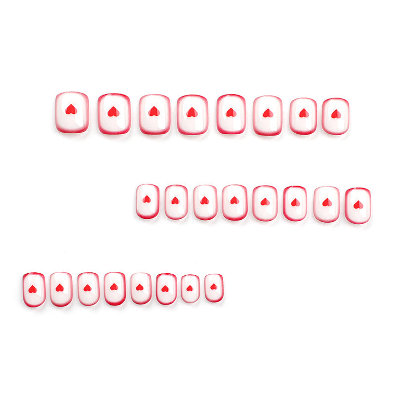 Scarlet Heart French red outline press-on nails