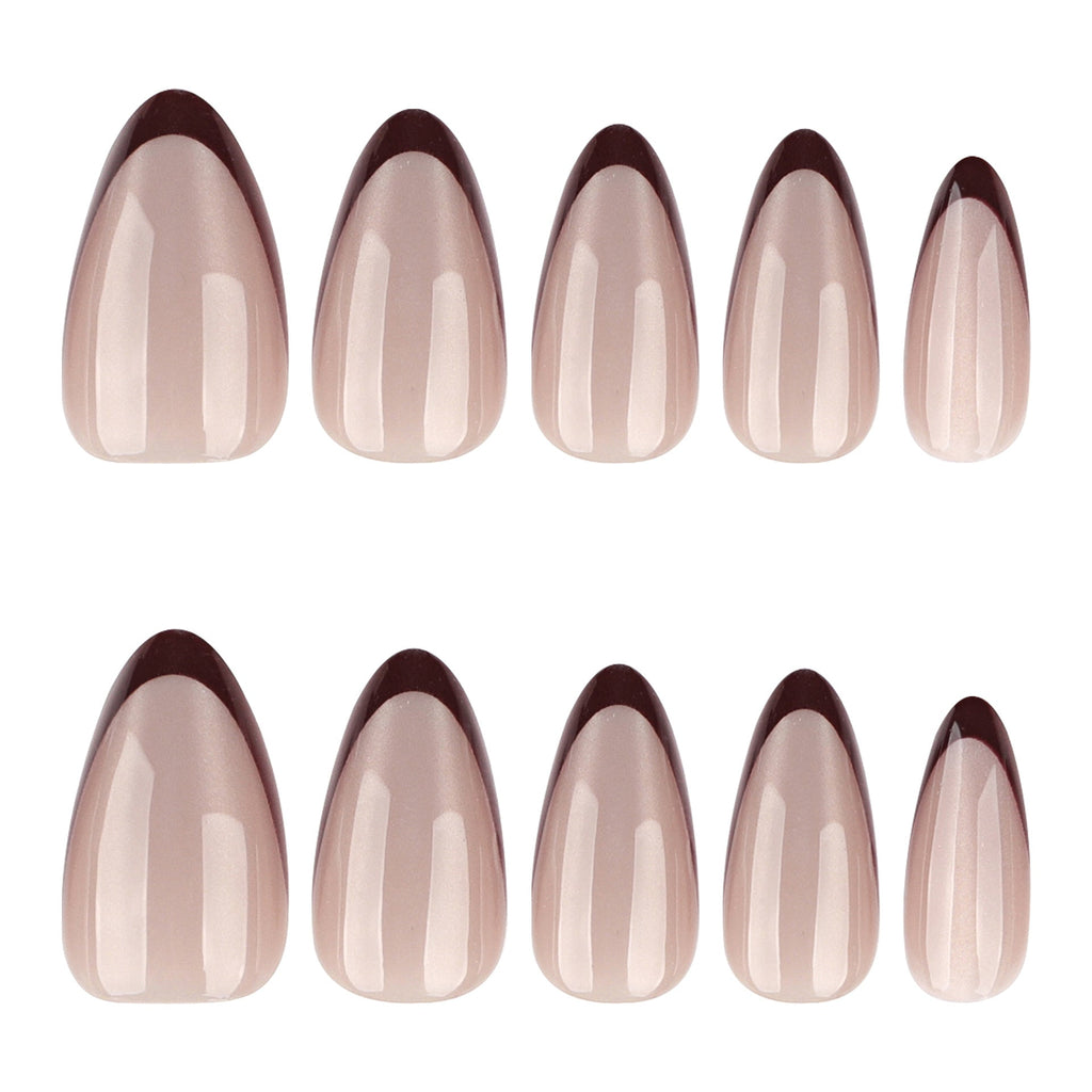 Ruby Cat Eye French medium almond press-on nails