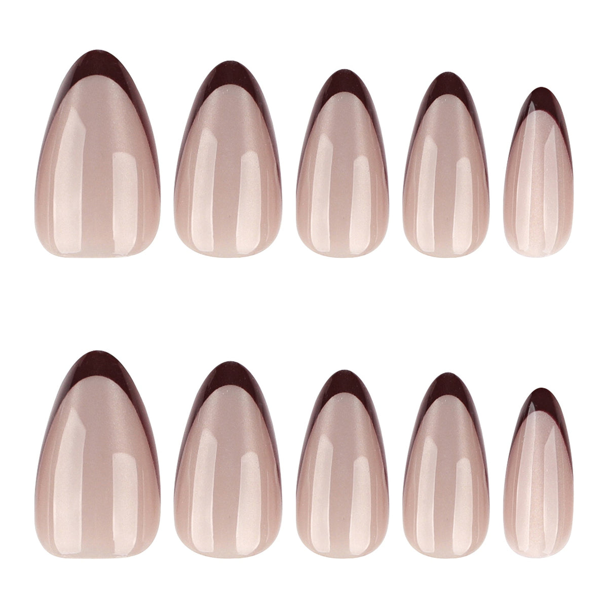 Ruby Cat Eye French medium almond press-on nails