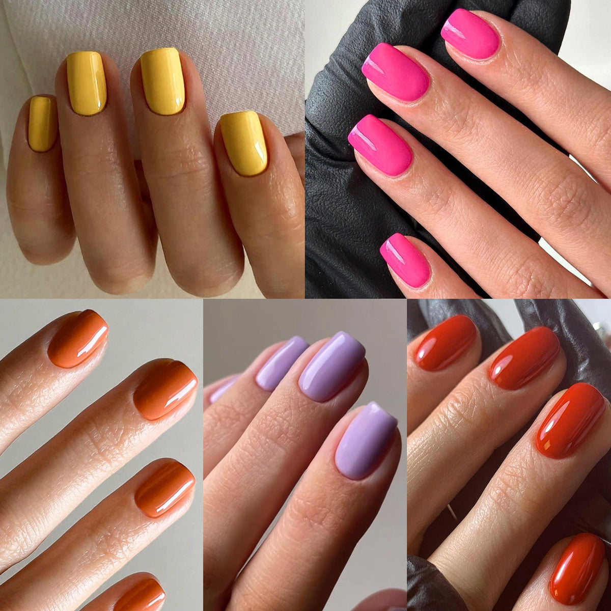 Solid Color Short Square press-on nail collection