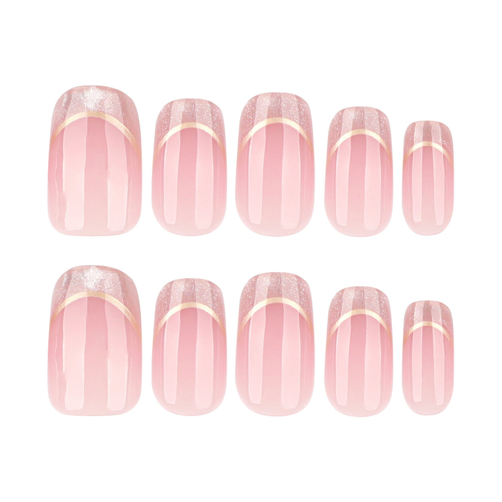 Soft Cat Eye French short square press-on nails