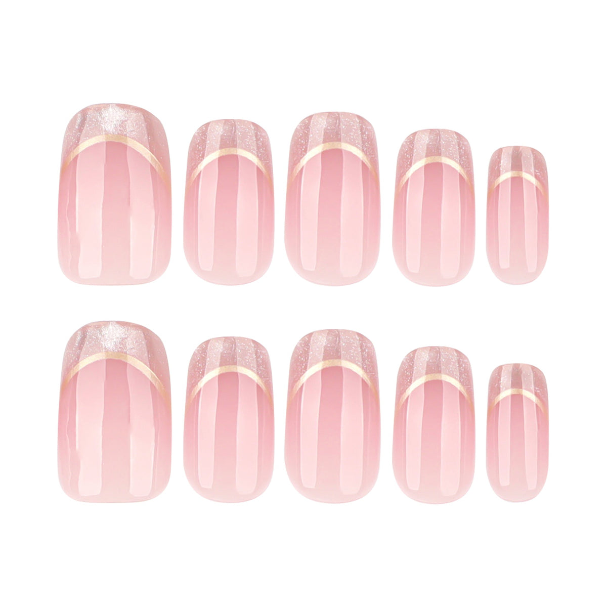 Soft Cat Eye French short square press-on nails
