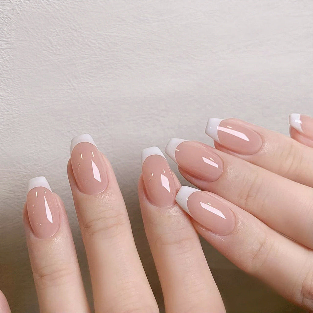Classic White French ballet press-on nails