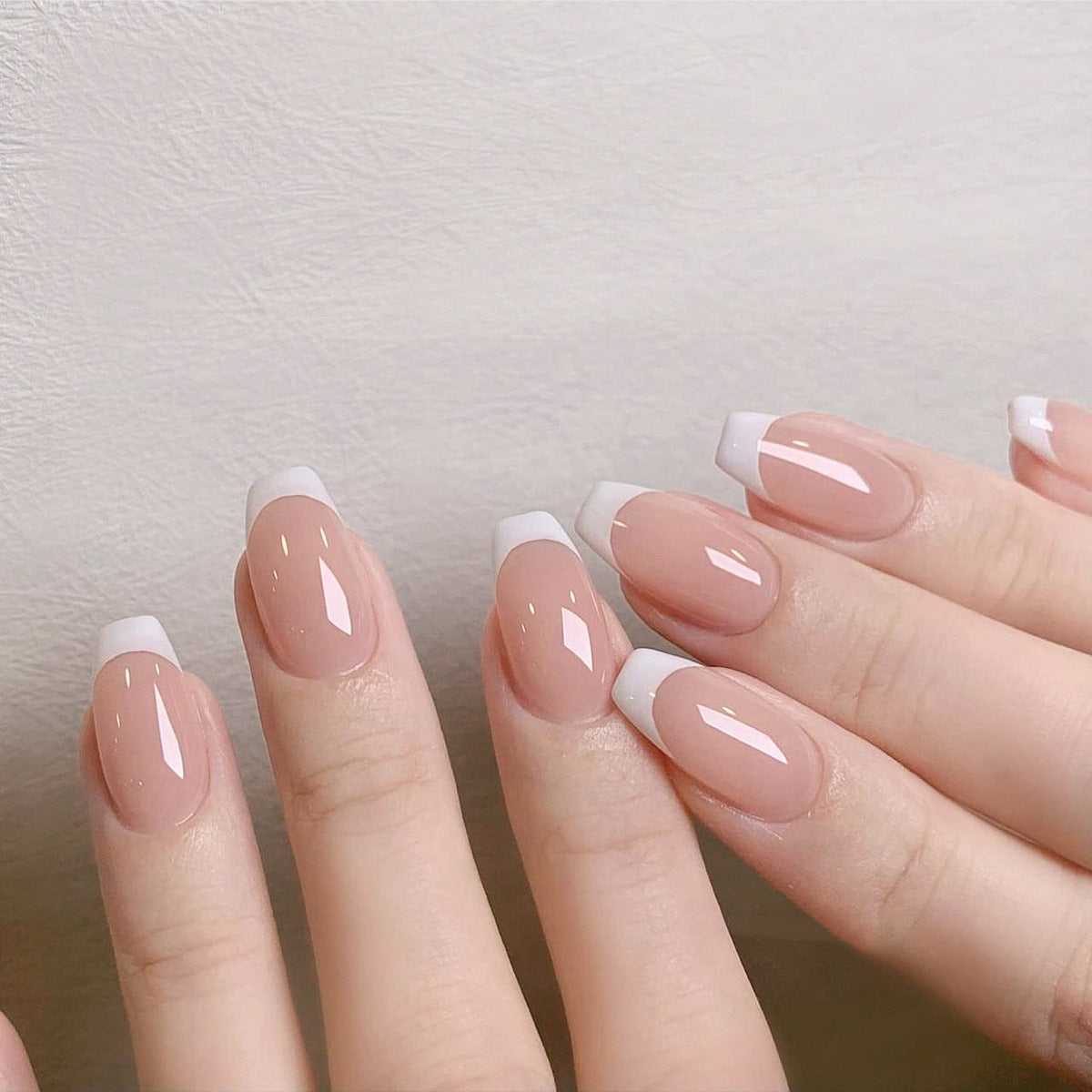 Classic White French ballet press-on nails