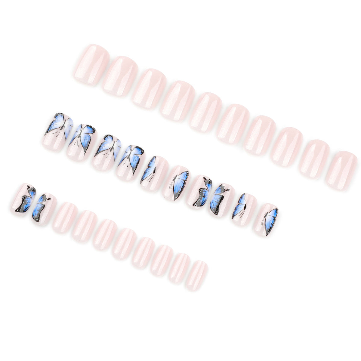 Butterfly Square medium-long press-on nails