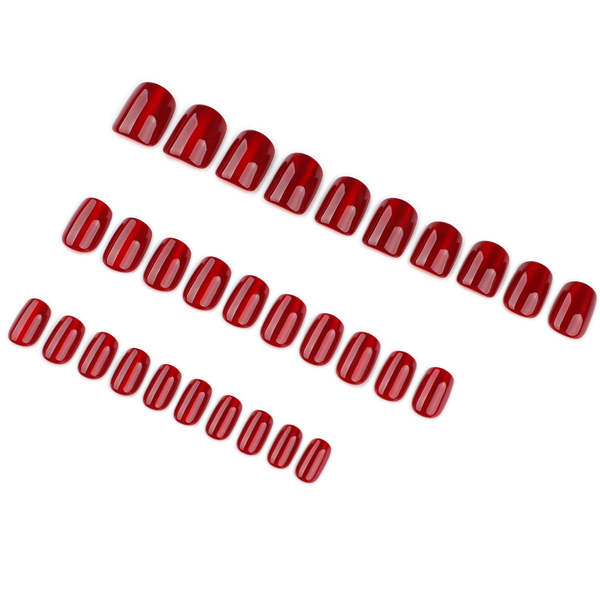 Burgundy Flash Cat Eye short square 30-piece press-on nail set