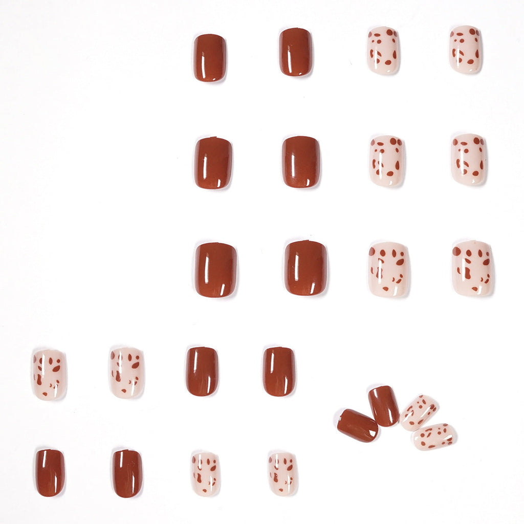 Creamsicle Leopard short press-on nails