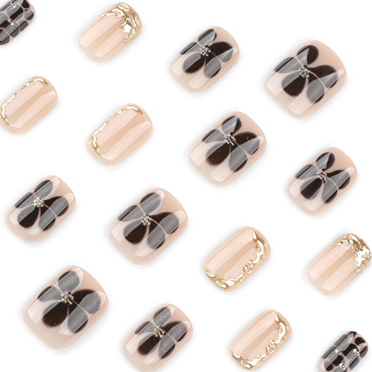 Cocoa Petal 3D short square press-on nails