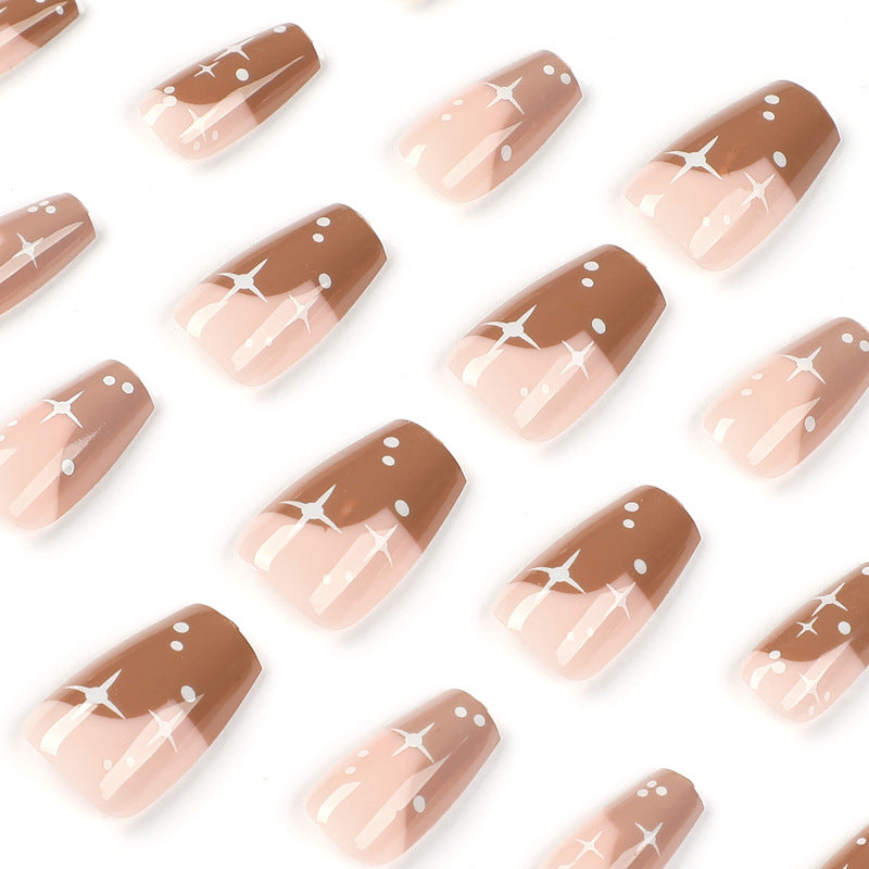 Cocoa Star French brown press-on nails