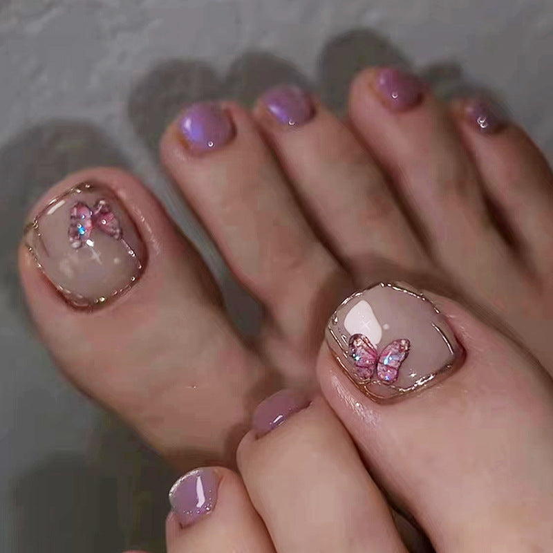 Butterfly Cat Eye 24-piece press-on toenail set