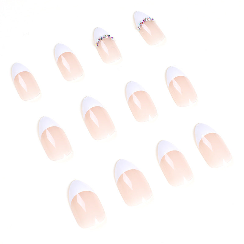 Crystal Nude French rhinestone press-on nails
