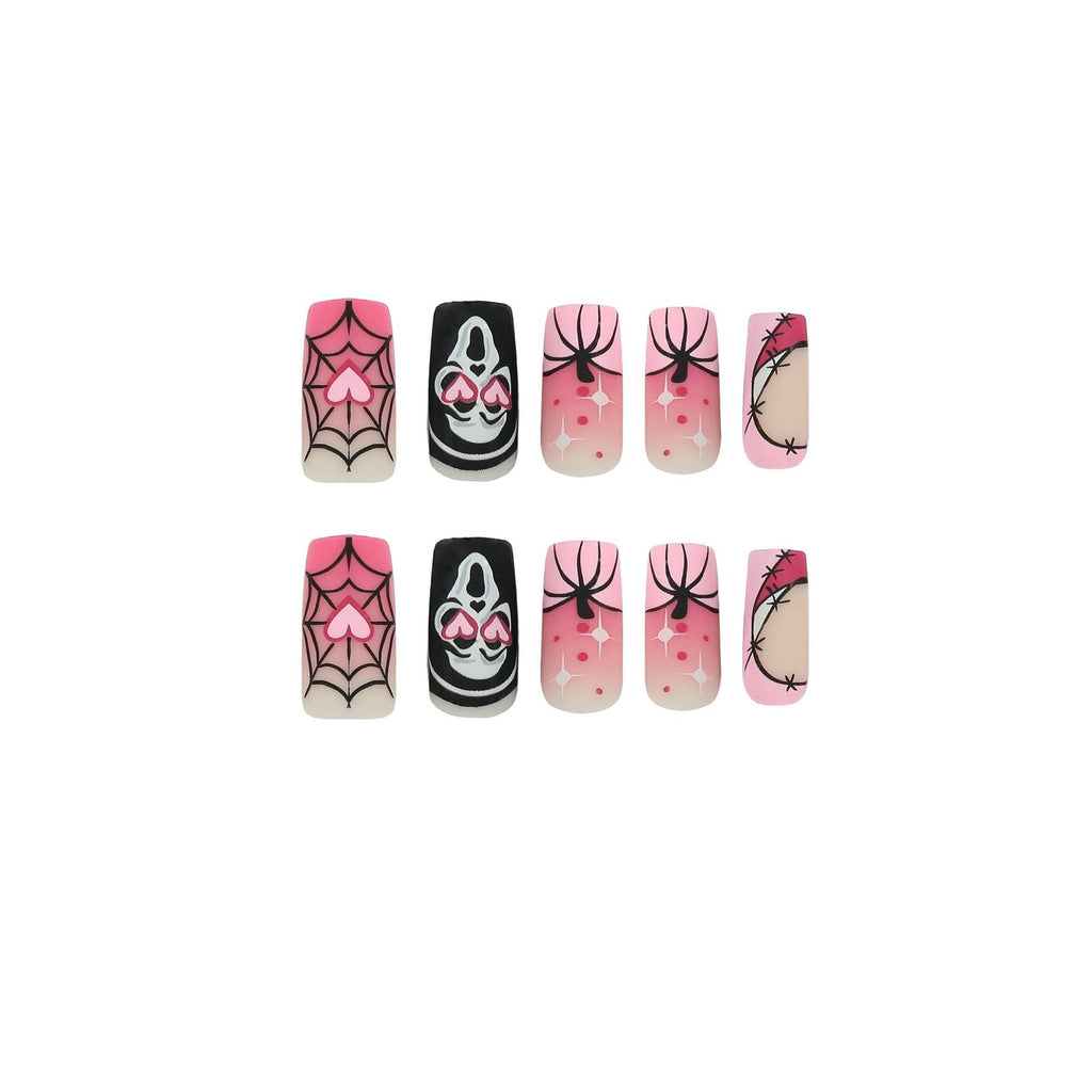 Pink Halloween Fade press-on nails