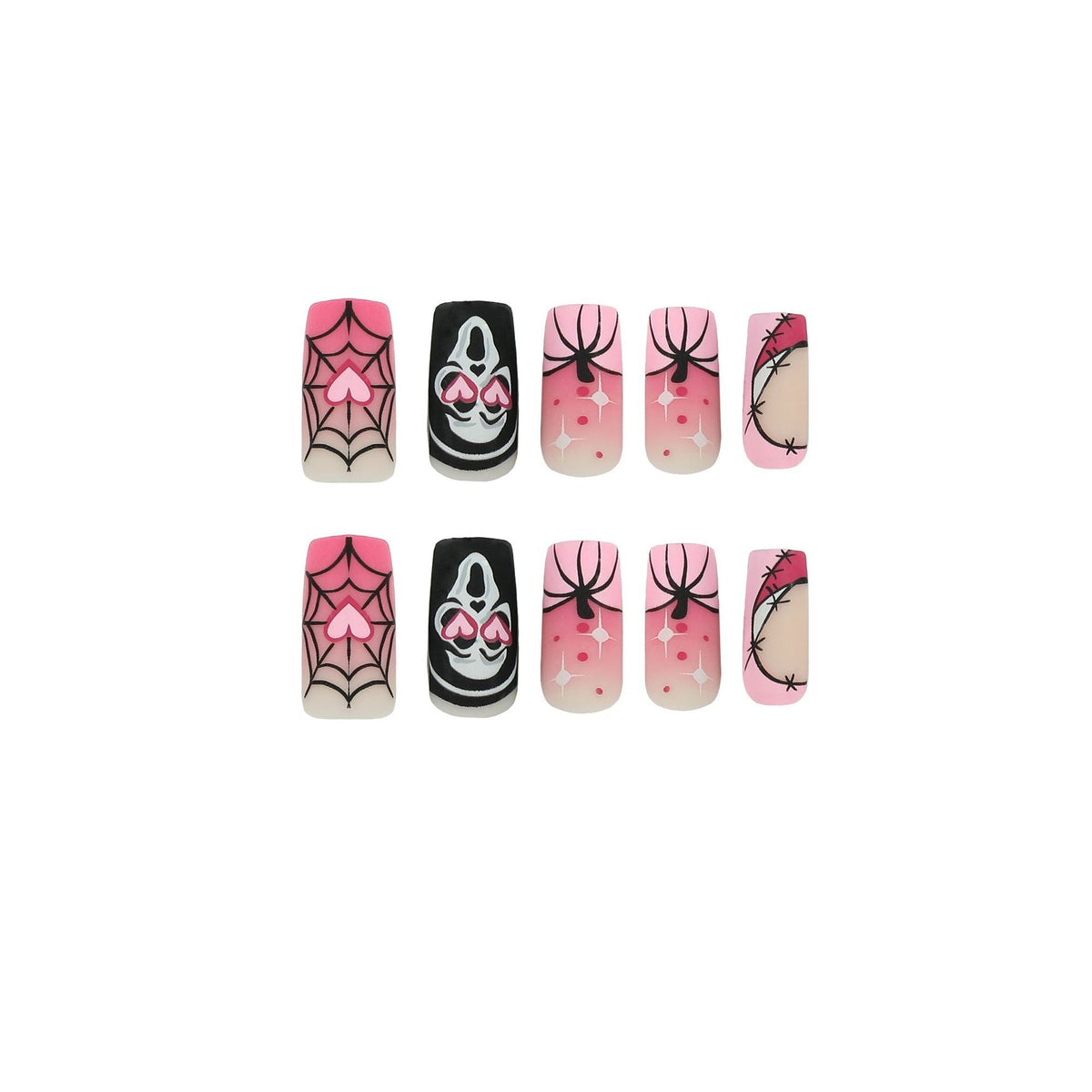 Pink Halloween Fade press-on nails