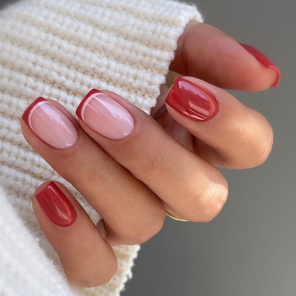 Burgundy Solid short press-on nails