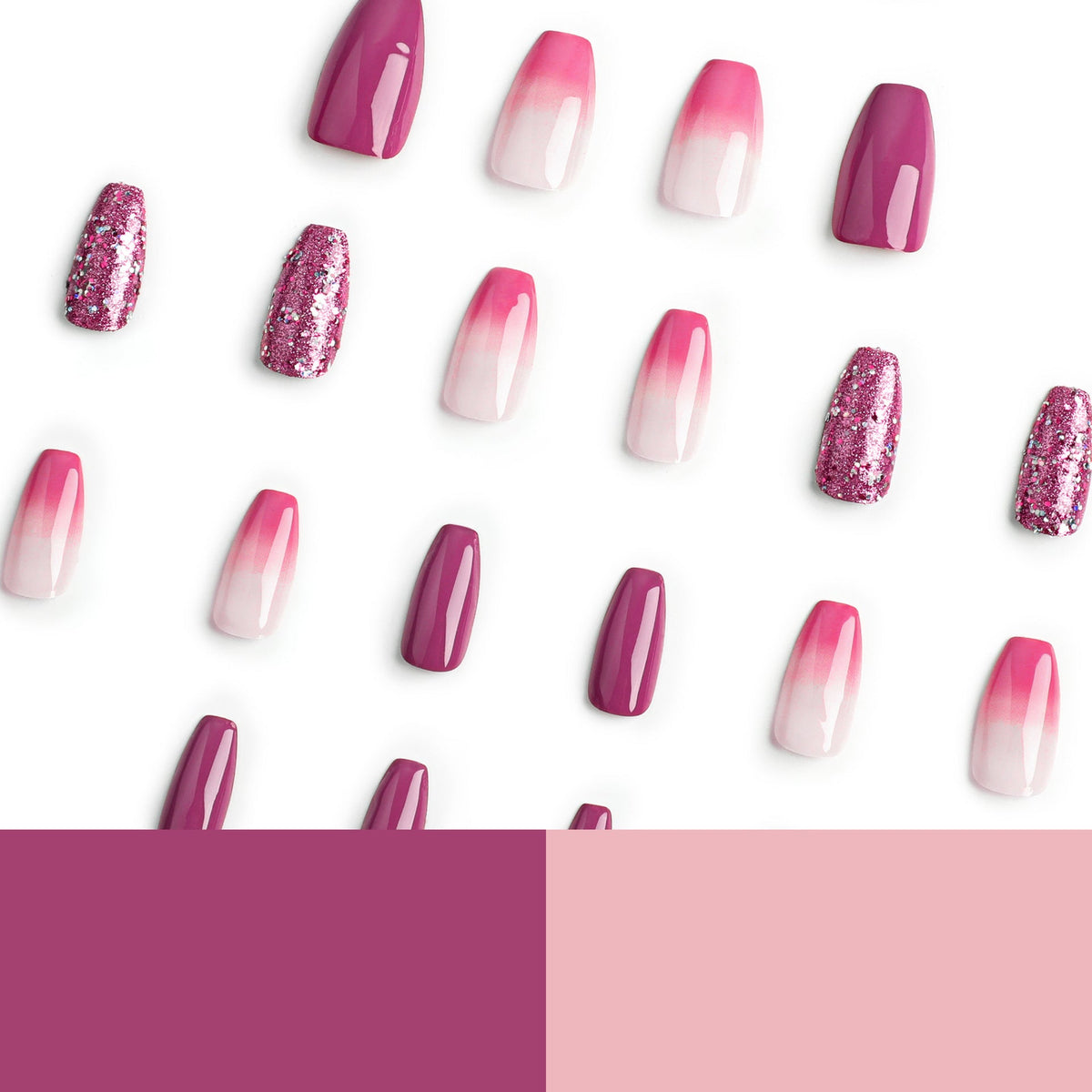 Purple Blush Fade glitter press-on nails