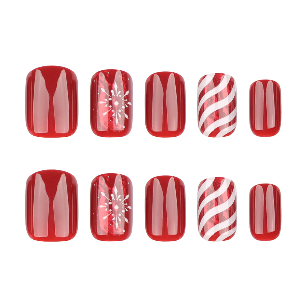 Winter Cheer holiday short almond press-on nails, alternate view 5