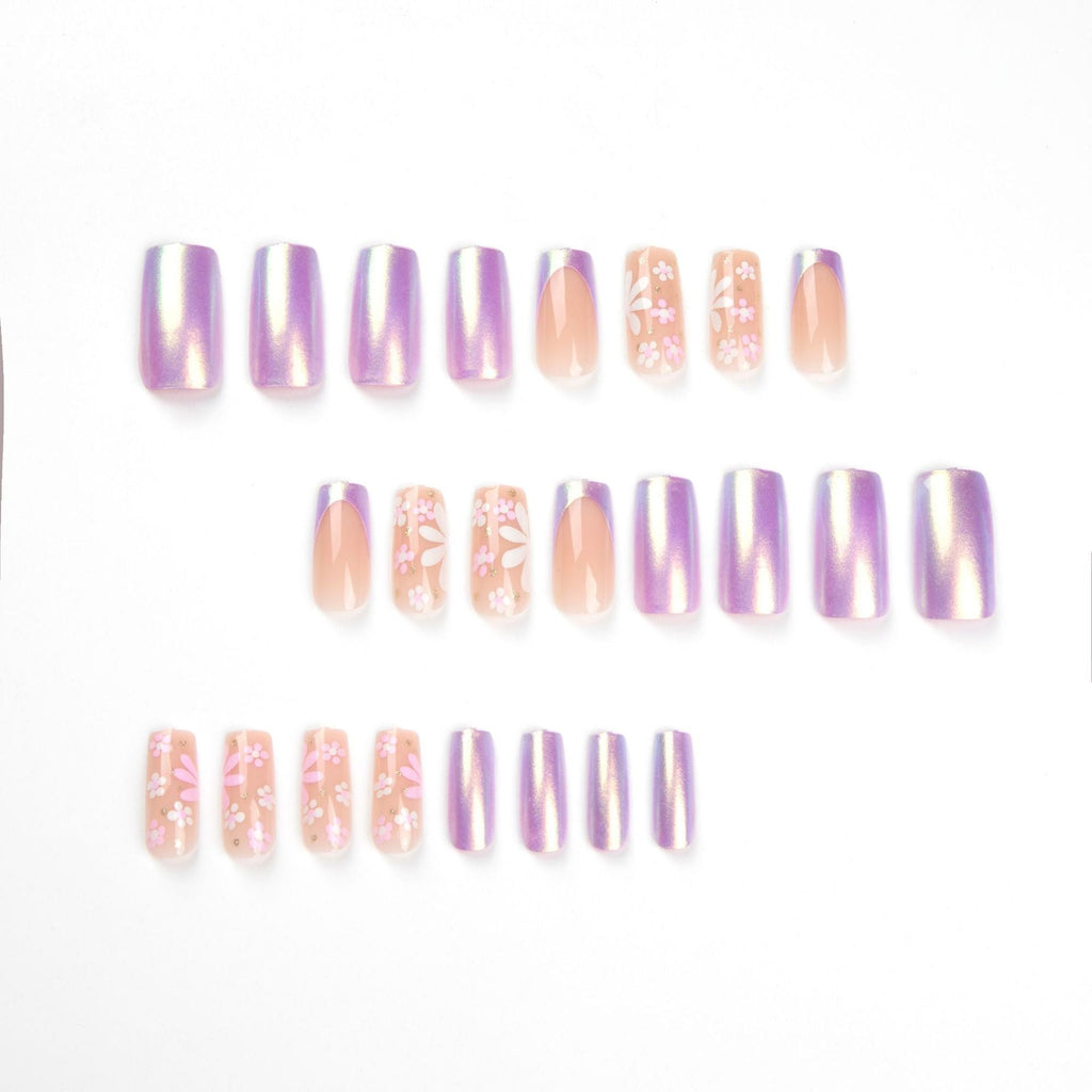 Chameleon Blossom pink and white press-on nails