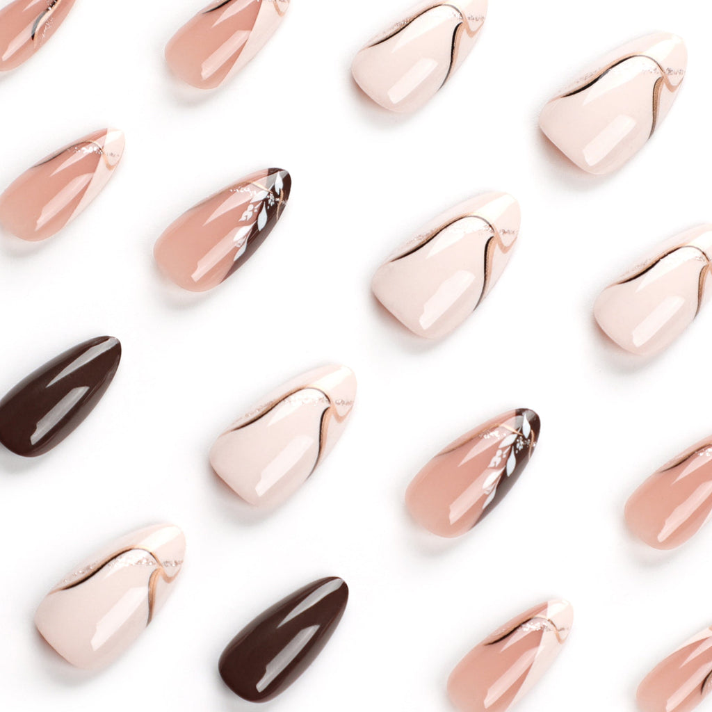 Cocoa Leaf brown press-on nails