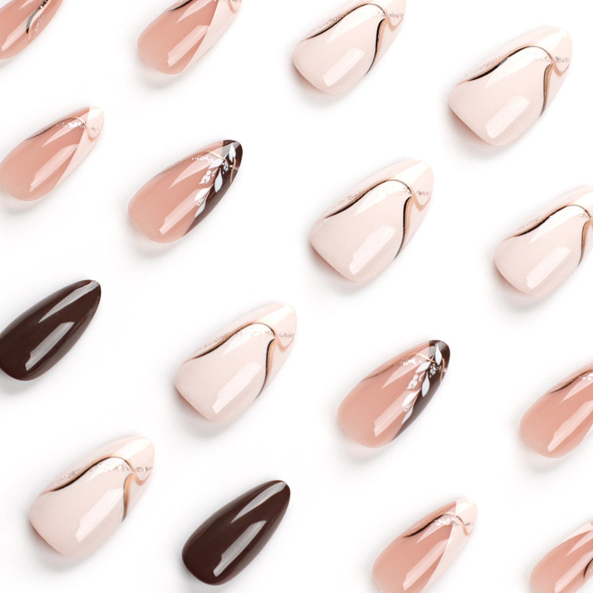 Cocoa Leaf brown press-on nails