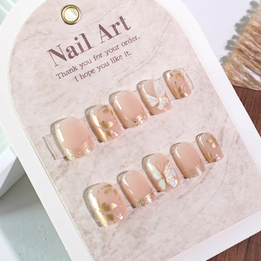Butterfly Bloom short square press-on nails