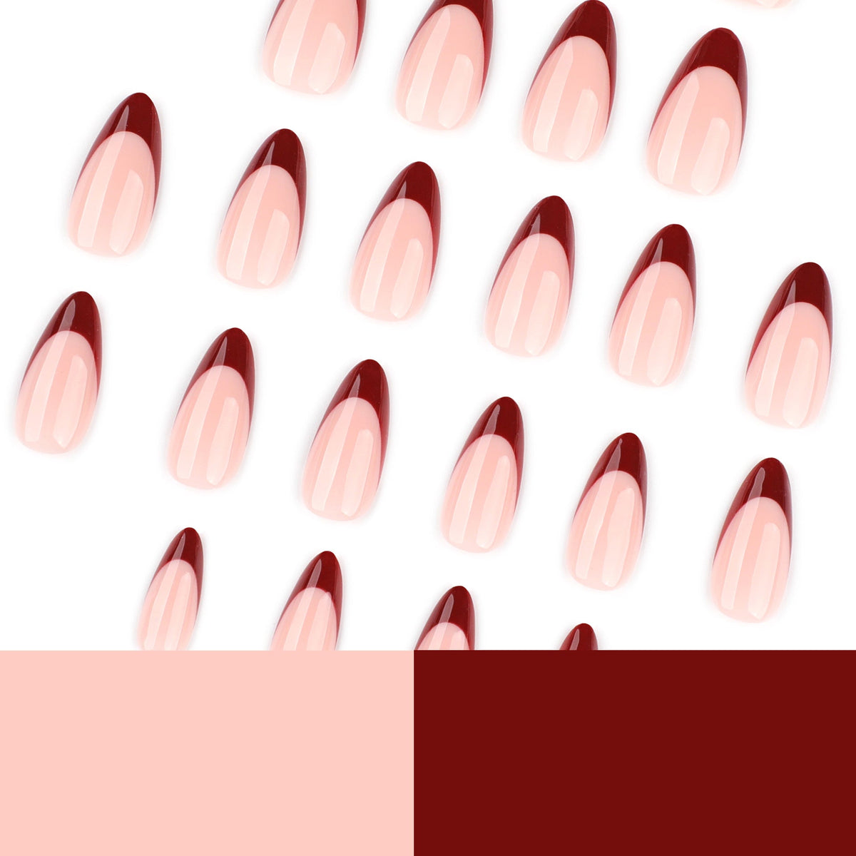 Scarlet Fade French short almond press-on nails