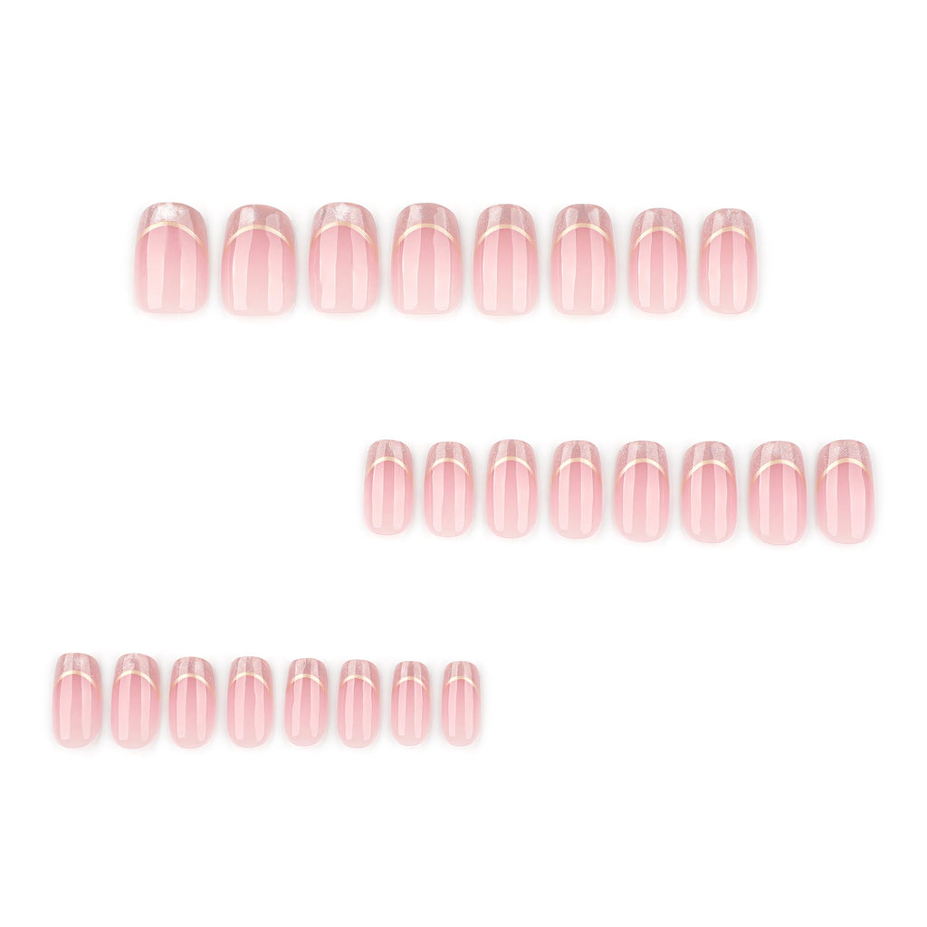 Soft Cat Eye French short square press-on nails