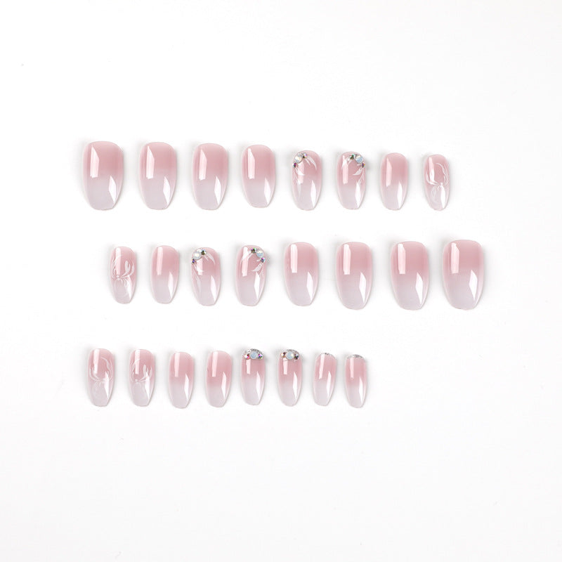 Petal Crystal Fade short press-on nails