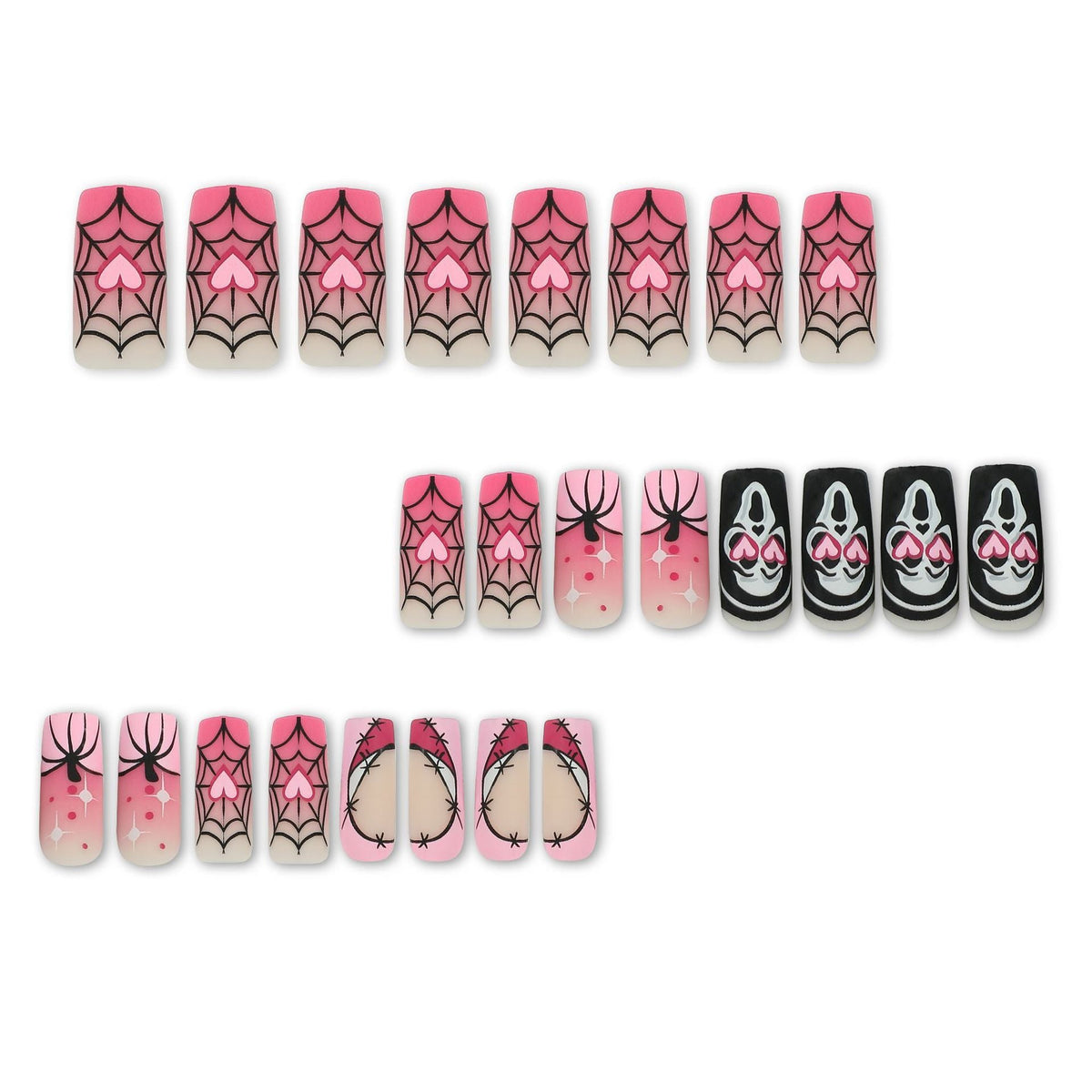 Pink Halloween Fade press-on nails