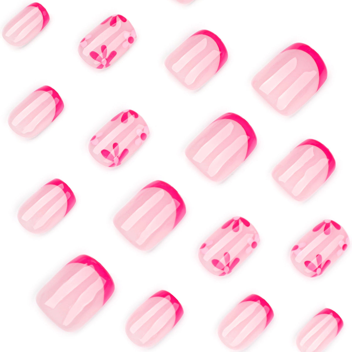 Scarlet Bloom French short square press-on nails