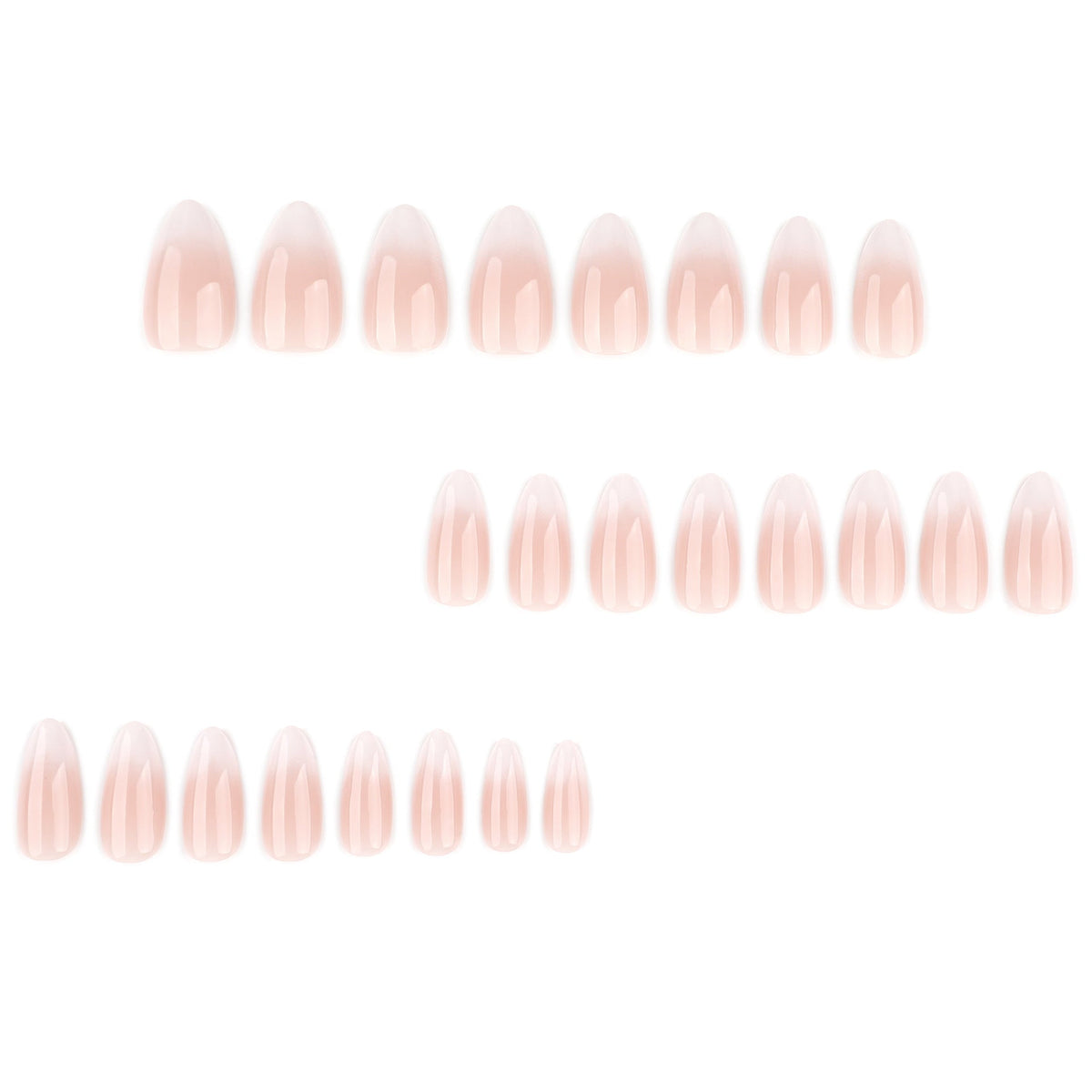 White Fade French almond press-on nails, alternate view 2